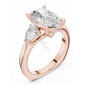 Anillo de compromiso de corte radiante en oro amarillo con tallo dividido, diamantes pavé y halo oculto. Anillo nupcial llamativo y elegante para aniversario. - Product Image 6