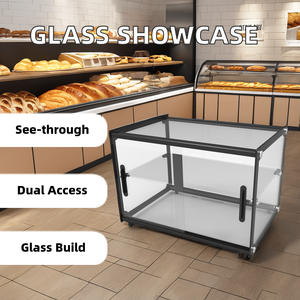 Vitrina de cristal para hostelería y catering comercial Vitrina de cristal segura cuadrada de cuatro lados Vitrina para alimentos Refrigerador seco ambiental - Product Image 2