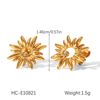 Ensemble de bijoux tournesol pour femmes en acier inoxydable |   Collier, boucles d'oreilles et bracelet en zircon ajouré, style luxe simple