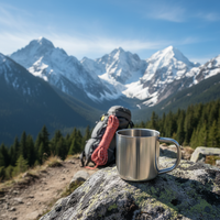 Mug à café isotherme à double paroi en acier inoxydable 400 ml avec poignée, design minimaliste et écologique pour les fêtes