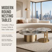 Table basse Tostone en quartzite naturel de luxe haut de gamme, couleur or Patagonia - Meuble de salon moderne, durable et écologique