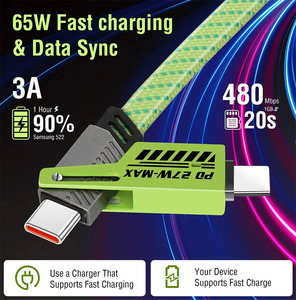 <span class=keywords><strong>C</strong></span>áp sạ<span class=keywords><strong>c</strong></span> nhanh USB-Type <span class=keywords><strong>C</strong></span> 65W tố<span class=keywords><strong>c</strong></span> độ cao, bọ<span class=keywords><strong>c</strong></span> nylon, hợp kim kẽm, hỗ trợ PD 27W, 4 trong 1, tương thích với điện thoại di động và máy tính - Product Image 3