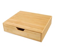 Organizador de Escritorio de Bambú Natural con Cajón, Caja de Almacenamiento para Manualidades, Bandeja para Papel y Suministros de Oficina