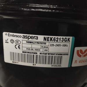 คอมเพรสเซอร์ทำความเย็น Embraco รุ่น NEK6213GK ใช้สารทำความเย็น R404A แรงดันไฟฟ้า 220-240V ความถี่ 50Hz แบบสโครล - Product Image 2