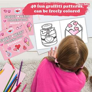 Nuevo <span class=keywords><strong>libro</strong></span> para colorear de corazón dulce de 40 páginas, logotipo personalizado, papel de arte, dibujos animados, Doodle de amor para embalaje de niños - Product Image 3