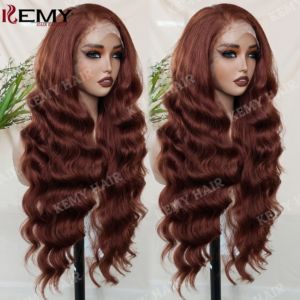 Parrucca Sintetica KEMY HAIR per Donne, Nera, 13*6 HD Lace Frontal Glueless, Ondulata, con Pizzo Trasparente - Product Image 6