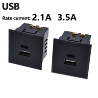 Prise de courant USB Type-C 2 sorties 5V 2.1A 3.5A anti-flamme PC+Cuivre CCC pour table, avec charge rapide QC pour téléphones mobiles