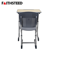 Ensemble bureau et chaise d'étudiant confortable avec dossier perforé, cadre métallique moderne, mobilier scolaire, table d'apprentissage pour salle de classe