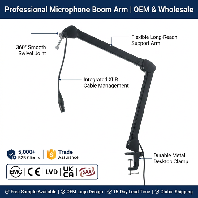 Heavy Duty Adjustable Microphone Arm Stand Suspension Mic Boom Scissor Arm with XLR Cable for Studio Recording Podcasting Gaming
