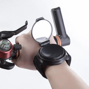 Espejo retrovisor para bicicleta, lente convexa negra, soporte plegable para manillar, para ciclismo con correa para la muñeca, 49g - Product Image 2