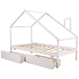 Soggiorno lettino per bambini in legno massello con <span class=keywords><strong>due</strong></span> cassetti estraibili letto da <span class=keywords><strong>terra</strong></span> Montessori - Product Image 3
