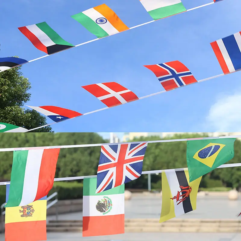 Hot selling manufacturer wholesale custom made all countries national flags bunting string flags  banners