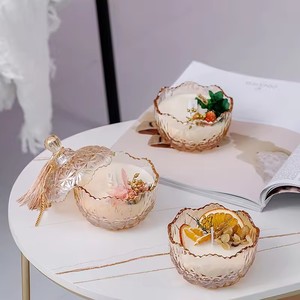 ホットスタイル乾燥花キャンドル高級ロマンチックアートガラス香りキャンドル - Product Image 2