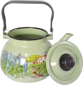 للبيع بالجملة غلاية روسية مطلية بالمينا 3.5 لتر وعاء أخضر كلاسيكي للاستخدام المنزلي سميكة بتصميم أزهار للحليب المائي - Product Image 2