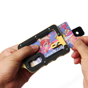 Portafoglio in vera pelle da uomo di nuova moda con bottone regolabile fermasoldi di grande capacità <span class=keywords><strong>e</strong></span> porta carte in metallo a lunghezza corta - Product Image 5