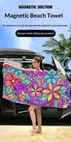 Serviette de plage magnétique imprimée en microfibre, séchage rapide, absorbante, protection solaire, portable, pour activités de plein air, bain et fitness