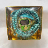 JM 2026 Cadeaux de luxe pour le Ramadan et articles de fête d'entreprise, design islamique, ensemble de 99 perles de prière numériques avec compteur Tasbeeha