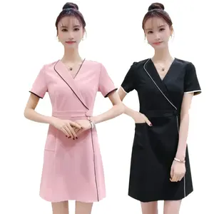 New beauty salon beautician work clothes female high-end spring, summer and autumn Korean version of the white coat