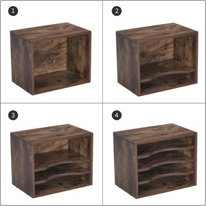 Organizador de Archivos <span class=keywords><strong>Rectangular</strong></span> de <span class=keywords><strong>Madera</strong></span> Vintage con 3 Estantes Ajustables para Escritorio, Clasificador de Documentos/Cartas/Correo para Escuela, Hogar y Oficina - Product Image 5