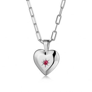 Collier Dylam style métallique plaqué or 18 carats, collier en forme de cœur avec zircon et diamants, bijoux en argent sterling 925 - Product Image 1