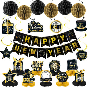 Set di Decorazioni <span class=keywords><strong>per</strong></span> Festa di <span class=keywords><strong>Capodanno</strong></span> 2026, Fiori di Carta a Spirale, Bandierine, Ornamenti a Nido d'Ape, Accessori <span class=keywords><strong>per</strong></span> Foto <span class=keywords><strong>per</strong></span> Decorazioni di <span class=keywords><strong>Capodanno</strong></span> - Product Image 1