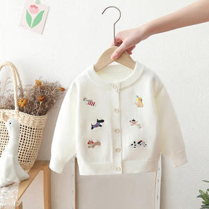Nouveau pull en tricot pour enfants unisexe, motif de dessin animé, automne, fille, chiot brodé, tricot ample, garçon, <span class=keywords><strong>cardigan</strong></span> rouge - Product Image 3
