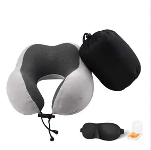 Almohada de Viaje cómoda con forma de U para el cuello, Almohada de espuma viscoelástica con función de masaje para el coche y la Oficina