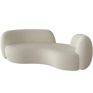 Sofá de tela de piel de cordero de lujo, diseño curvo blanco minimalista moderno, forma ovalada para apartamentos pequeños, sala de estar de estilo nórdico - Product Image 5