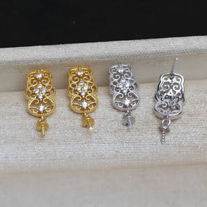 Aretes de Plata S925 con Cola de Fénix y Piedra Verde, Accesorios para Mujer, Soporte para Perlas con Semi-finished Chao 981, Fornituras de Joyería - Product Image 1