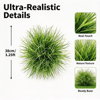 Bantal Rumput Buatan Hijau Sedang 38cm, Rumput Tiruan untuk Hiasan Meja, Planta Artificial Para Sala Decor