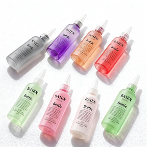 Bouteilles en plastique PET bleues, blanches et vertes de 100 ml, 6 oz et 8 oz, faciles à presser, avec bouchons à vis pour huile capillaire - Product Image 2