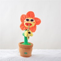 Peluche tournesol dansant Mxl avec saxophone, amusante, chantante, enregistrante et répétitive, cadeau fantaisie pour enfants