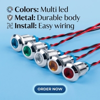 CHYF Luz indicadora 12mm 1/2 "Impermeable IP67 Lámpara de señal de metal 12V AC/DC LED Lámpara de tablero piloto