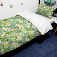 Ensemble de draps de lit de flore tropicale coloré Hawaii tropic bord de mer plage vacances style lit simple housse de couette ensemble pour maison hôtel