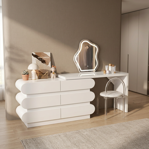 Modern Makeup Vanity Table <b>With</b> <b>Lighted</b> <b>Mirror</b> Storage Desk For Bedroom Furniture - Product Image 2