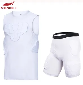 Custom logo Padded Youth Boys Girls compression set Padded Compression Sports Protective tank top vest T-Shirt shorts Protector