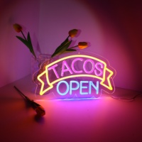 Enseigne Néon Ouverte Led Lettre Chambre Décor Nouveau Design Entreprise Logo Décoration Murale Tacos Enseigne Néon