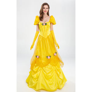 Costume d'Halloween Robe de princesse La Belle et la Bête Princesse Belle Robe de gâteau jaune Costume de scène - Product Image 2