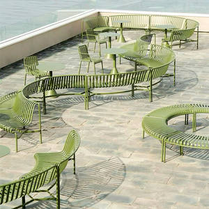 ม้านั่งไม้ไผ่กลางแจ้งสไตล์ร่วมสมัยและเก้าอี้พักผ่อนพร้อมเบาะกันน้ำสำหรับห้องนั่งเล่นและร้านกาแฟในสวนสาธารณะ - Product Image 1