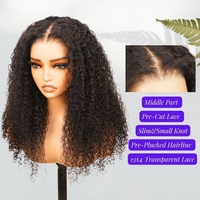 Perruque naturelle Bye Bye Knots 7x5 Bouncy Kinky Curly à mettre et à emporter Perruques sans colle avec nœuds invisibles Perruque de cheveux humains en dentelle pré-coupée