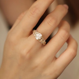 แหวนเพชรทรงกลมและทรงมาร์คีส์ ดีไซน์เนอร์สั่งทำพิเศษ ทอง 14k 18k เพชรเลี้ยงในห้องปฏิบัติการ ประดับรอบแหวนคำสาบาน แหวนหมั้น แหวนแต่งงาน - Product Image 4