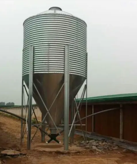 Galvanized Steel Sheet Silo bin for corn grain for feeds storage poultry and pig farm feed bins Automatic feeding system