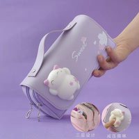 BESDERWILL Trousse à crayons double couche grande capacité écologique et durable avec fermeture éclair pour l'école