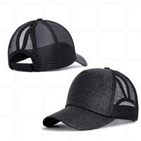 Gorras de Béisbol con Visera Curva Transpirable, Directas de Fábrica, Logotipo Bordado Personalizado, 6 Paneles, Malla de Algodón, Gorras Trucker con Espacio para Cola de Caballo