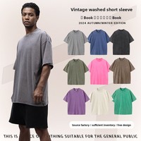 T-shirts en coton JKM 2026 pour hommes, coupe oversize unisexe, manches courtes, décontractés, amples, lavés, couleur unie, basiques
