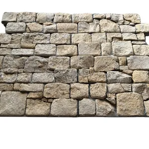 Panel de piedra de pared de pizarra beige con revestimiento de pared de piedra de cemento Precio bajo Chapa de roca Exterior