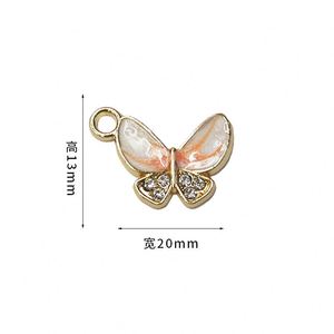 Colorful Crystal Butterfly Pendant for Jewelry Accessary DIY Parts for Keychain <b>Couple</b> Necklace <b>Bracelet</b> Enamel Charm Pendent - Product Image 2