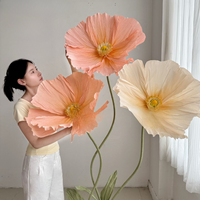 Fleurs décoratives de luxe modernes et réalistes pour événements, lotus géant en papier fait main, fleur en mousse avec tige et base, toile de fond pour mariage et événements