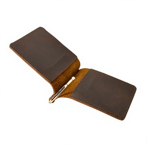 2022 New Designer Genuine Leather Money Clip <b>Wallet</b> High Quality Slim Casual Unisex Zipper Closure Low Product Price Plain - Product Image 2
