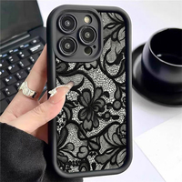 Coque de téléphone portable antichoc en TPU avec motif floral latéral en dentelle et protection d'objectif en forme d'échelle pour iPhone 12 13 14 15 16 17 18 Pro Max